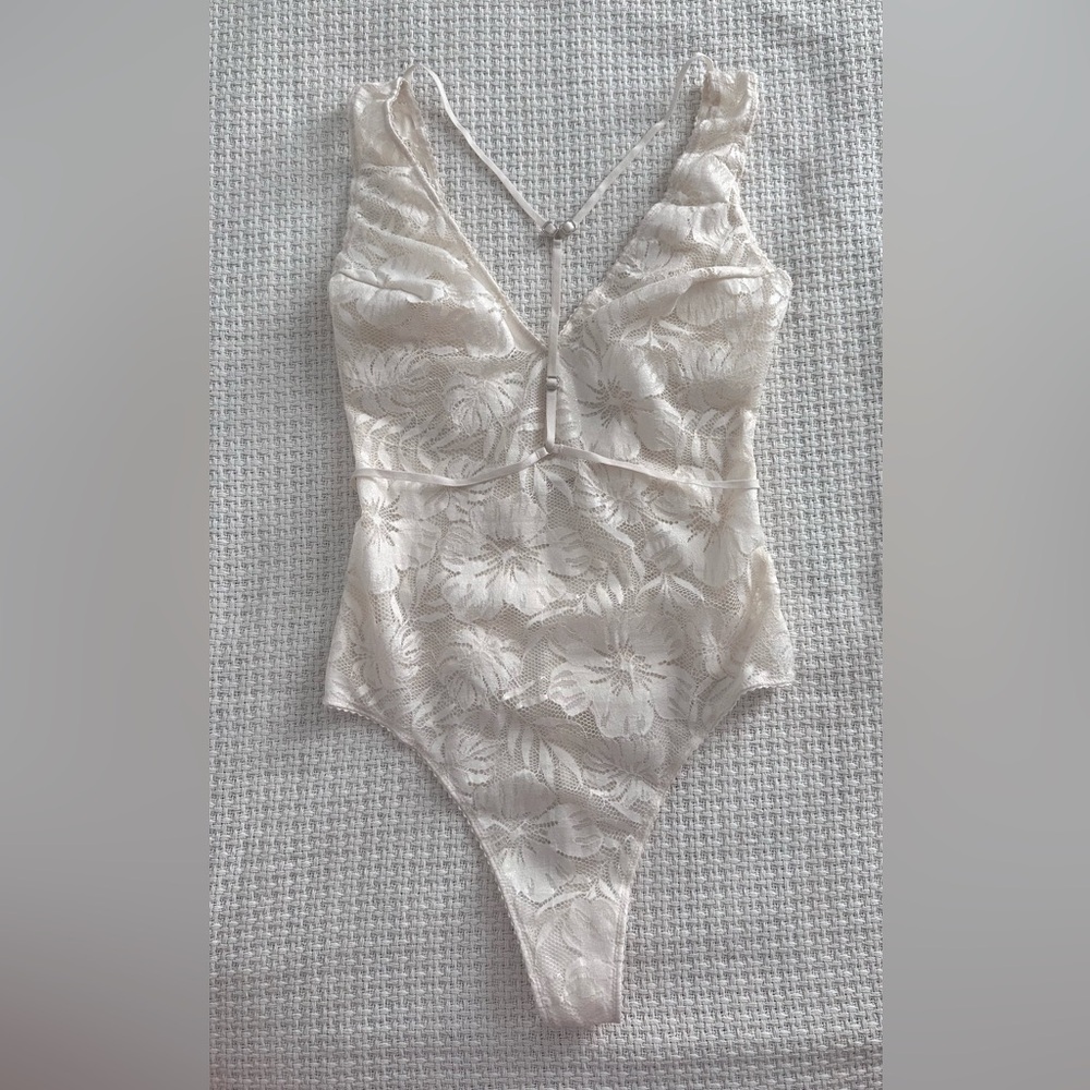 Victoria's Secret Unlined White Lace Bodysuit